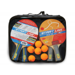Набор START LINE: 4 ракетки Level 200, 6 мячей Club Select упаковано в сумку на молнии с ручкой